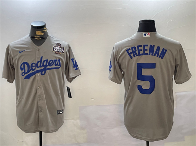 Los Angeles Dodgers #5 Freddie Freeman Gray 2024 World Series Cool Base Stitched Jersey - Click Image to Close